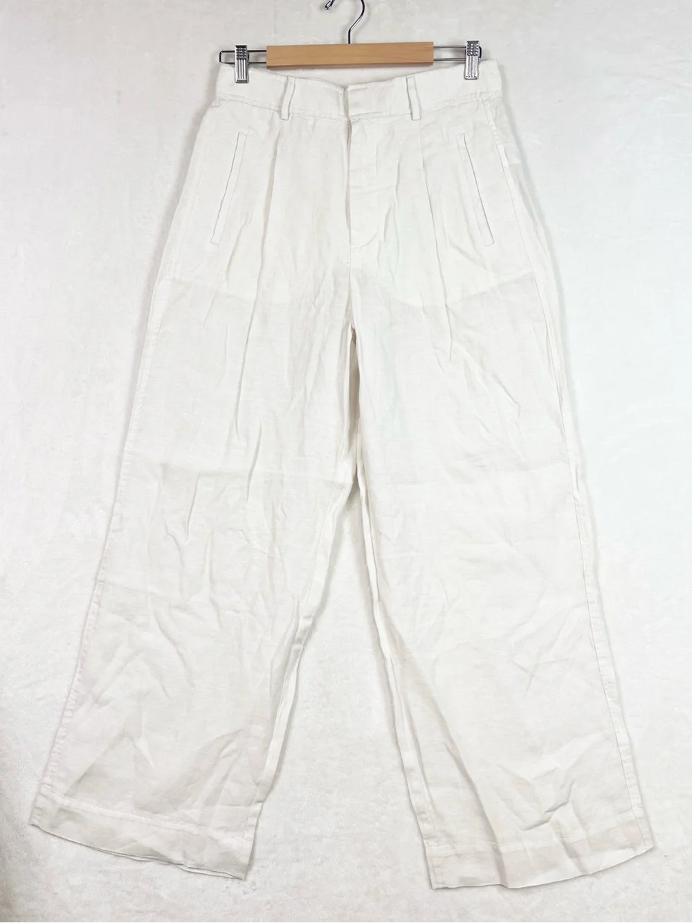 Everlane The Linen Way-High Drape Pant Bone Size 10 NWOT 100% Linen
